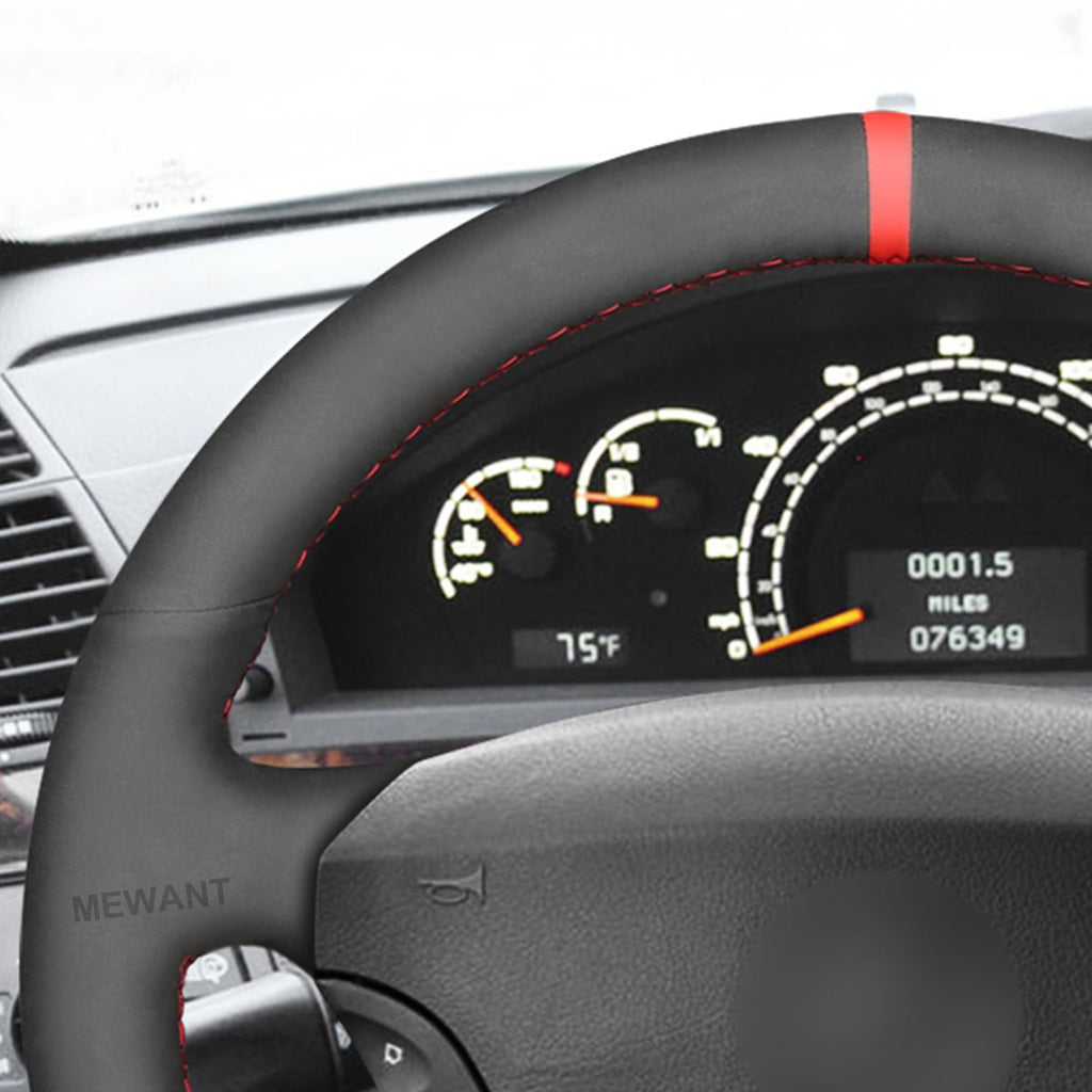 MEWANT Black Leather Suede Car Steering Wheel Cover for Mercedes Benz CL - Class C215 S - Class W220 - Alcantara, Leather, Carbon Fiber, Easy Install, Non - Slip, Best Steering Wheel Cover