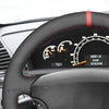 MEWANT Black Leather Suede Car Steering Wheel Cover for Mercedes Benz CL - Class C215 S - Class W220 - Alcantara, Leather, Carbon Fiber, Easy Install, Non - Slip, Best Steering Wheel Cover