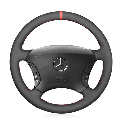 MEWANT Black Leather Suede Car Steering Wheel Cover for Mercedes Benz CL - Class C215 S - Class W220 - Mewant Cover