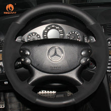 Load image into Gallery viewer, MEWANT Black Leather Suede Car Steering Wheel Cover for Mercedes Benz CLK 55 AMG C209/CLS 55 AMG C219/CLS 63 AMG C219/E 63 AMG W211/SL 55 AMG R230/SL 65 AMG R230 - Mewant Cover
