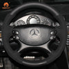 MEWANT Black Leather Suede Car Steering Wheel Cover for Mercedes Benz CLK 55 AMG C209/CLS 55 AMG C219/CLS 63 AMG C219/E 63 AMG W211/SL 55 AMG R230/SL 65 AMG R230 - Alcantara, Leather, Carbon Fiber, Easy Install, Non - Slip, Best Steering Wheel Cover