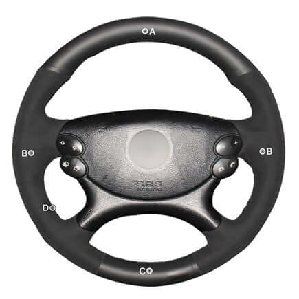 MEWANT Black Leather Suede Car Steering Wheel Cover for Mercedes Benz CLK 55 AMG C209/CLS 55 AMG C219/CLS 63 AMG C219/E 63 AMG W211/SL 55 AMG R230/SL 65 AMG R230 - Alcantara, Leather, Carbon Fiber, Easy Install, Non - Slip, Best Steering Wheel Cover