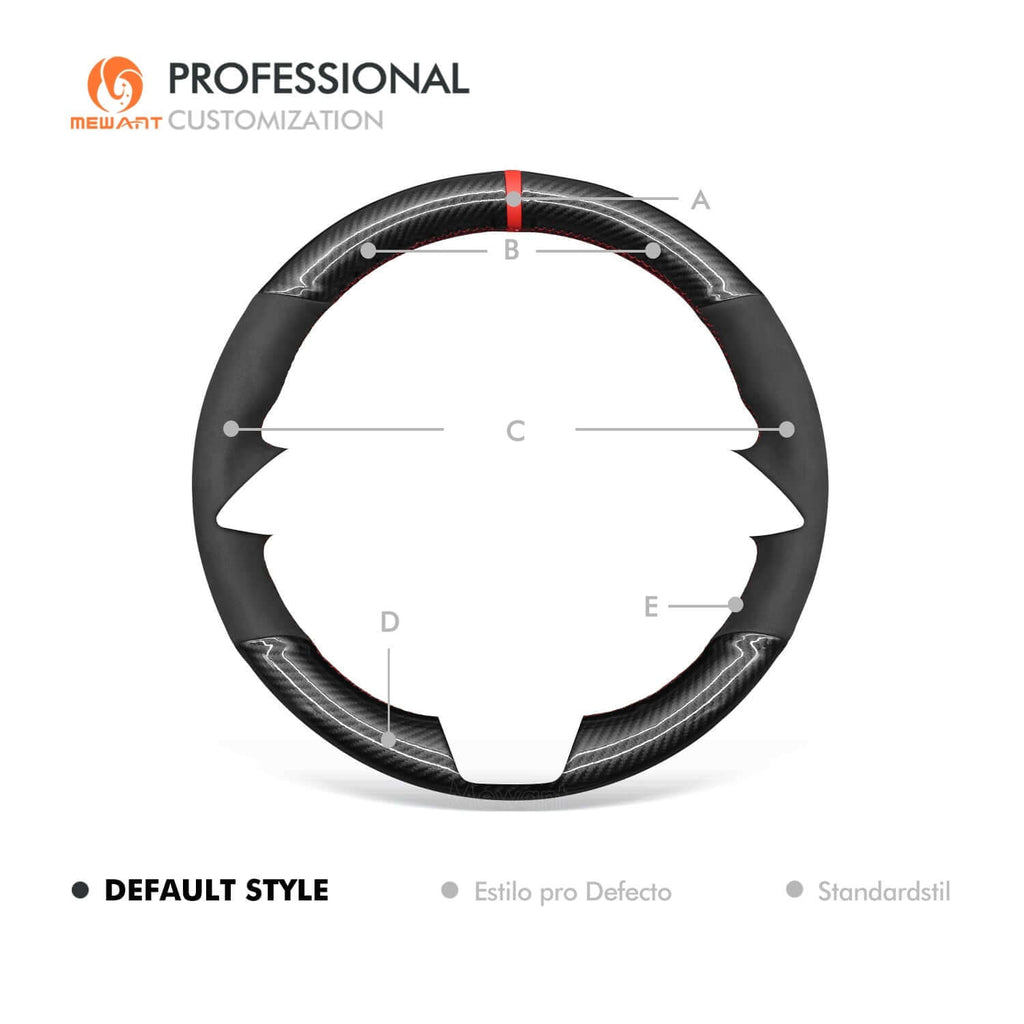 MEWANT Black Leather Suede Car Steering Wheel Cover for Mercedes - Benz CLS - Class (C257)/ CLS - Class AMG - Line/ E - Class (W213)/ EQS (V297) - Alcantara, Leather, Carbon Fiber, Easy Install, Non - Slip, Best Steering Wheel Cover