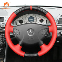 Charger l&#39;image dans la visionneuse de galerie, MEWANT Black Leather Suede Car Steering Wheel Cover for Mercedes Benz E - Class W211 2003 - 2006 / G - Class W463 2003 - 2007 - Mewant Cover
