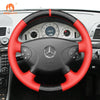 MEWANT Black Leather Suede Car Steering Wheel Cover for Mercedes Benz E - Class W211 2003 - 2006 / G - Class W463 2003 - 2007 - Alcantara, Leather, Carbon Fiber, Easy Install, Non - Slip, Best Steering Wheel Cover
