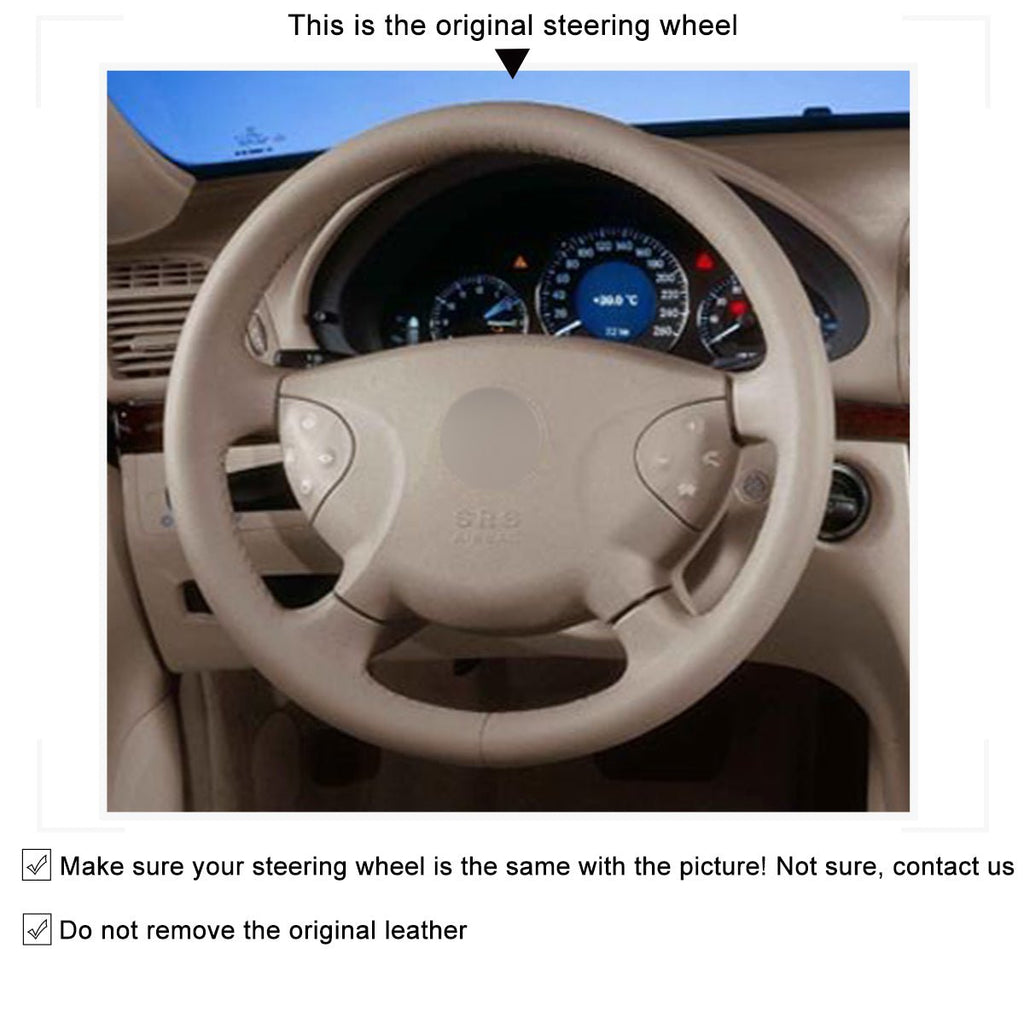 MEWANT Black Leather Suede Car Steering Wheel Cover for Mercedes Benz E - Class W211 2003 - 2006 / G - Class W463 2003 - 2007 - Alcantara, Leather, Carbon Fiber, Easy Install, Non - Slip, Best Steering Wheel Cover