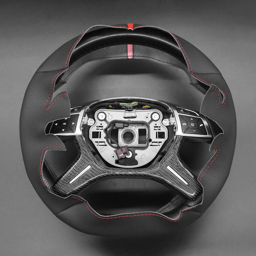 MEWANT Black Leather Suede Car Steering Wheel Cover for Mercedes - Benz GL 63 AMG (X166) / ML 63 AMG (W166) / G 63 AMG (W463)/ G 65 AMG (W463)/ G - Class (W463) - Alcantara, Leather, Carbon Fiber, Easy Install, Non - Slip, Best Steering Wheel Cover