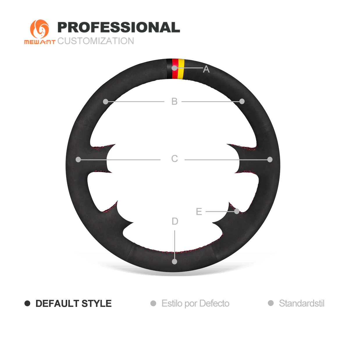 MEWANT Black Leather Suede Car Steering Wheel Cover for Mercedes Benz GL - Class X164/ M - Class W164/ R - Class - Alcantara, Leather, Carbon Fiber, Easy Install, Non - Slip, Best Steering Wheel Cover