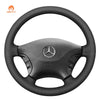 MEWANT Black Leather Suede Car Steering Wheel Cover for Mercedes Benz W639 Viano Vito VW Crafter - Alcantara, Leather, Carbon Fiber, Easy Install, Non - Slip, Best Steering Wheel Cover