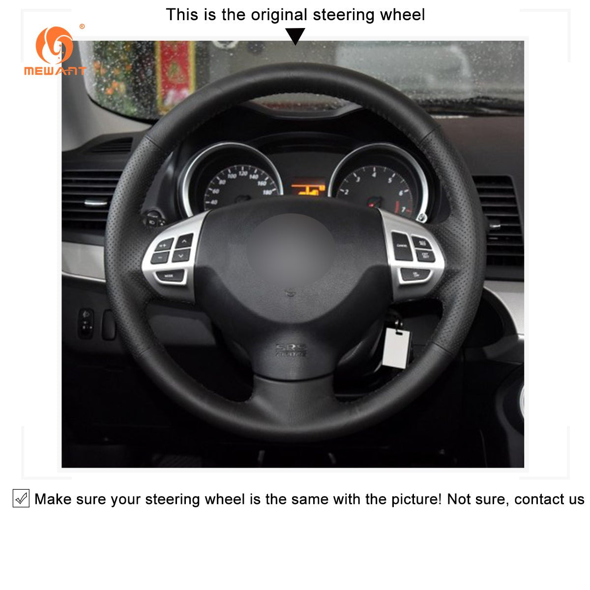 MEWANT Black Leather Suede Car Steering Wheel Cover for Mitsubishi i - MiEV / Lancer 9 IX/ Lancer Sportback/ Outlander / Outlander Sport(RVR)/ASX / Colt / L200/Triton - Mewant Cover