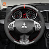 MEWANT Black Leather Suede Car Steering Wheel Cover for Mitsubishi i - MiEV / Lancer 9 IX/ Lancer Sportback/ Outlander / Outlander Sport(RVR)/ASX / Colt / L200/Triton - Mewant Cover