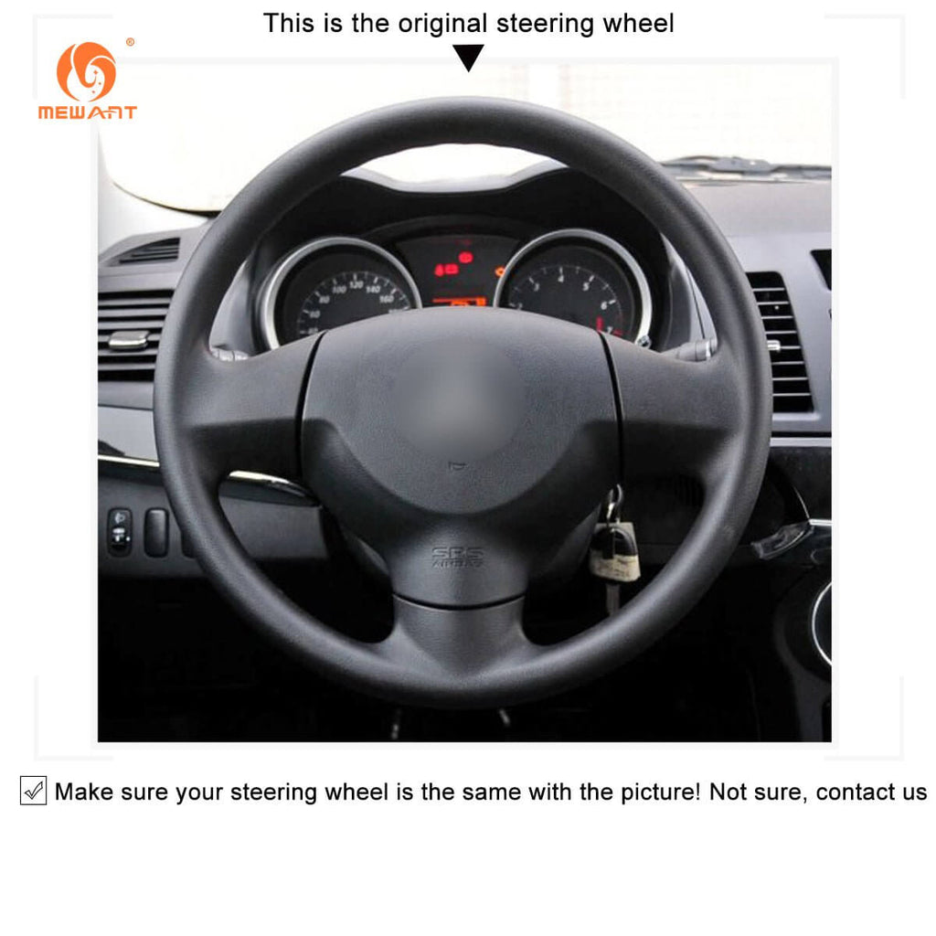 MEWANT Black Leather Suede Car Steering Wheel Cover for Mitsubishi Lancer 9 IX / Colt - Alcantara, Leather, Carbon Fiber, Easy Install, Non - Slip, Best Steering Wheel Cover