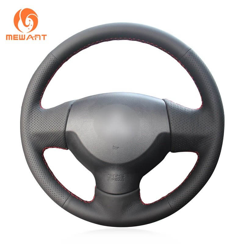 MEWANT Black Leather Suede Car Steering Wheel Cover for Mitsubishi Lancer 9 IX / Colt - Alcantara, Leather, Carbon Fiber, Easy Install, Non - Slip, Best Steering Wheel Cover