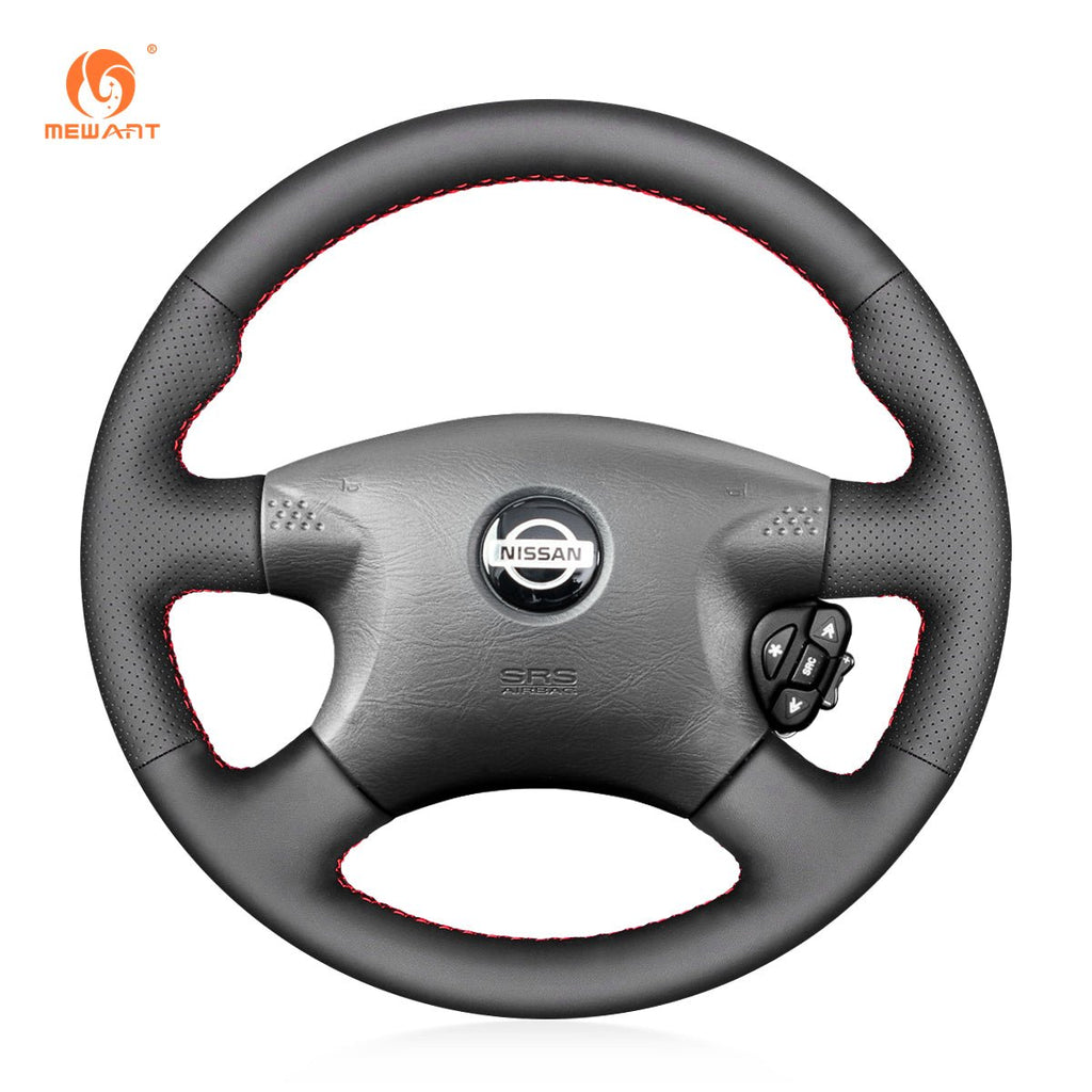 MEWANT Black Leather Suede Car Steering Wheel Cover for Nissan Almera (N16)/ X - Trail (T30)/ Terrano 2/ Almera Tino/ Micra/ Primera/ Pulsar N16 - Alcantara, Leather, Carbon Fiber, Easy Install, Non - Slip, Best Steering Wheel Cover