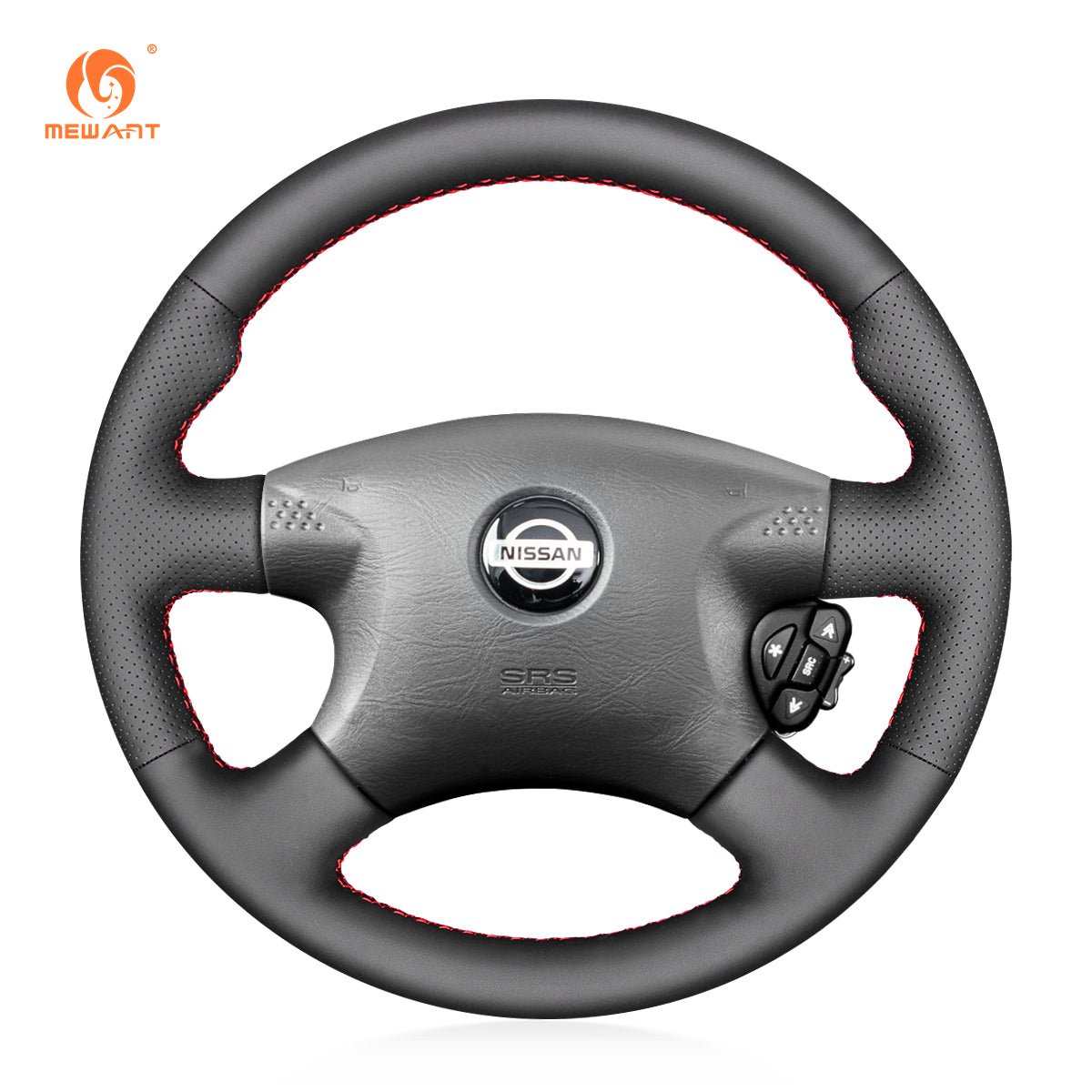 MEWANT Black Leather Suede Car Steering Wheel Cover for Nissan Almera (N16)/ X - Trail (T30)/ Terrano 2/ Almera Tino/ Micra/ Primera/ Pulsar N16 - Mewant Cover