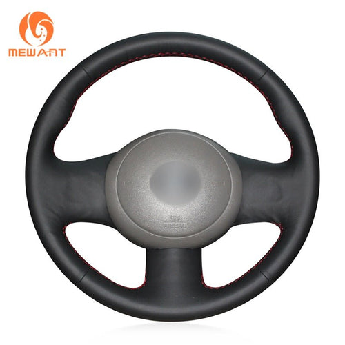 MEWANT Black Leather Suede Car Steering Wheel Cover for Nissan Cube /Cube Z12 - Alcantara, Leather, Carbon Fiber, Easy Install, Non - Slip, Best Steering Wheel Cover