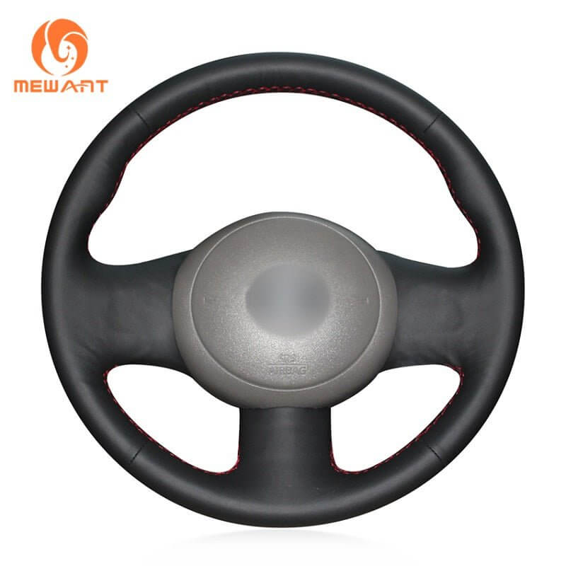 MEWANT Black Leather Suede Car Steering Wheel Cover for Nissan Cube /Cube Z12 - Alcantara, Leather, Carbon Fiber, Easy Install, Non - Slip, Best Steering Wheel Cover