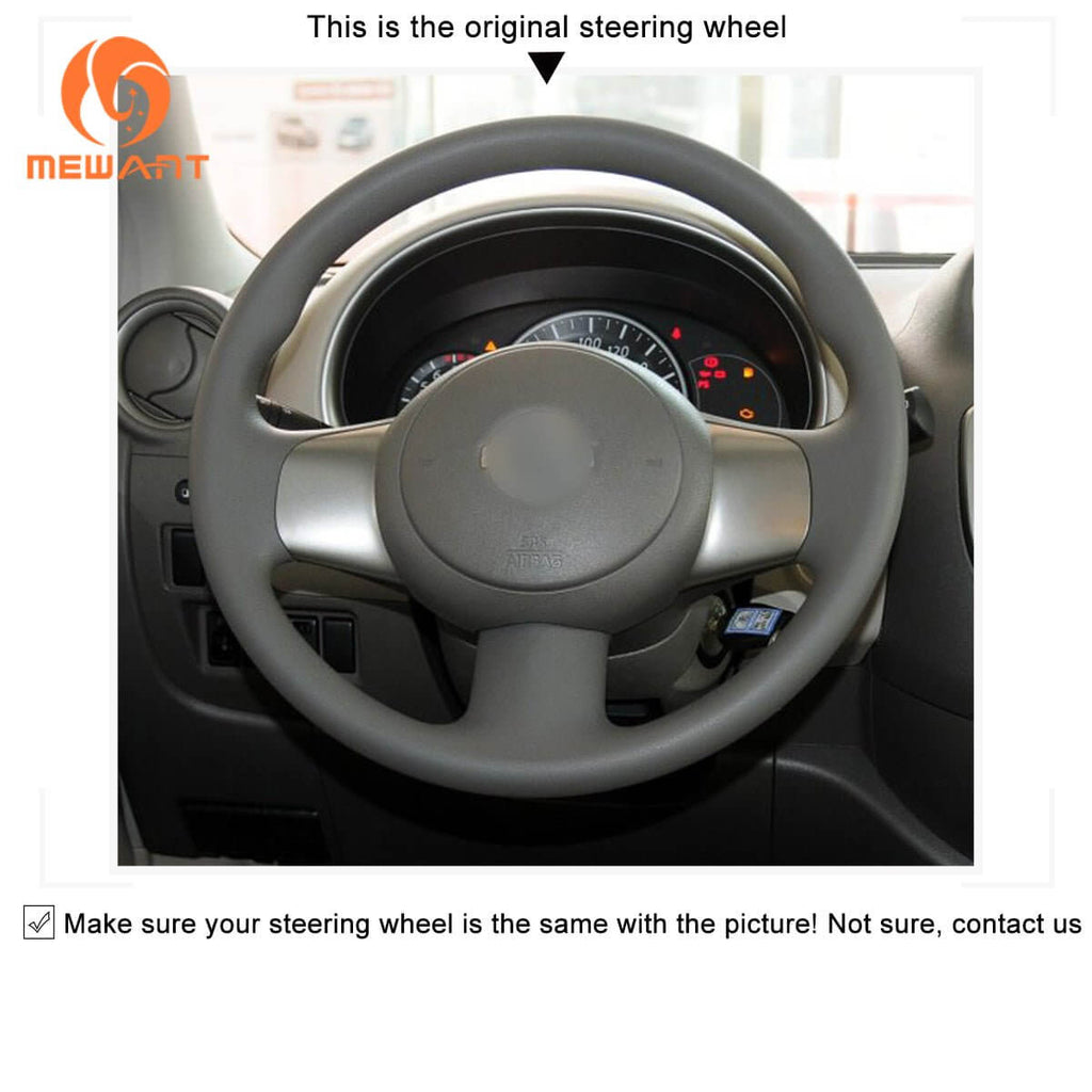 MEWANT Black Leather Suede Car Steering Wheel Cover for Nissan Cube (Z12) /Micra /NV200 /Versa /Versa Note /Almera N17 - Alcantara, Leather, Carbon Fiber, Easy Install, Non - Slip, Best Steering Wheel Cover