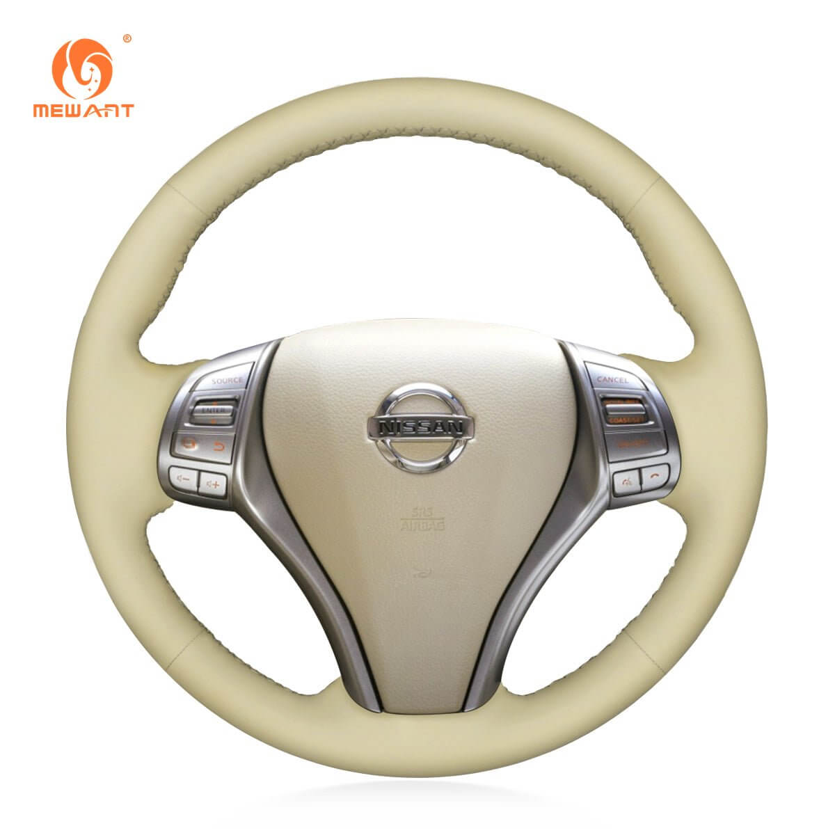 MEWANT Black Leather Suede Car Steering Wheel Cover for Nissan Qashqai / X - Trail / Teana / Altima / Sentra / Tiida / Navara / Pulsar / Rogue / Navara D23 - Alcantara, Leather, Carbon Fiber, Easy Install, Non - Slip, Best Steering Wheel Cover