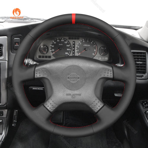 MEWANT Black Leather Suede Car Steering Wheel Cover for Nissan Stagea - Mewant Cover