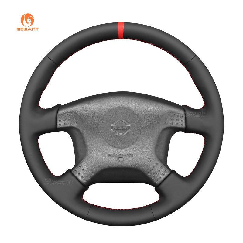MEWANT Black Leather Suede Car Steering Wheel Cover for Nissan Stagea - Alcantara, Leather, Carbon Fiber, Easy Install, Non - Slip, Best Steering Wheel Cover