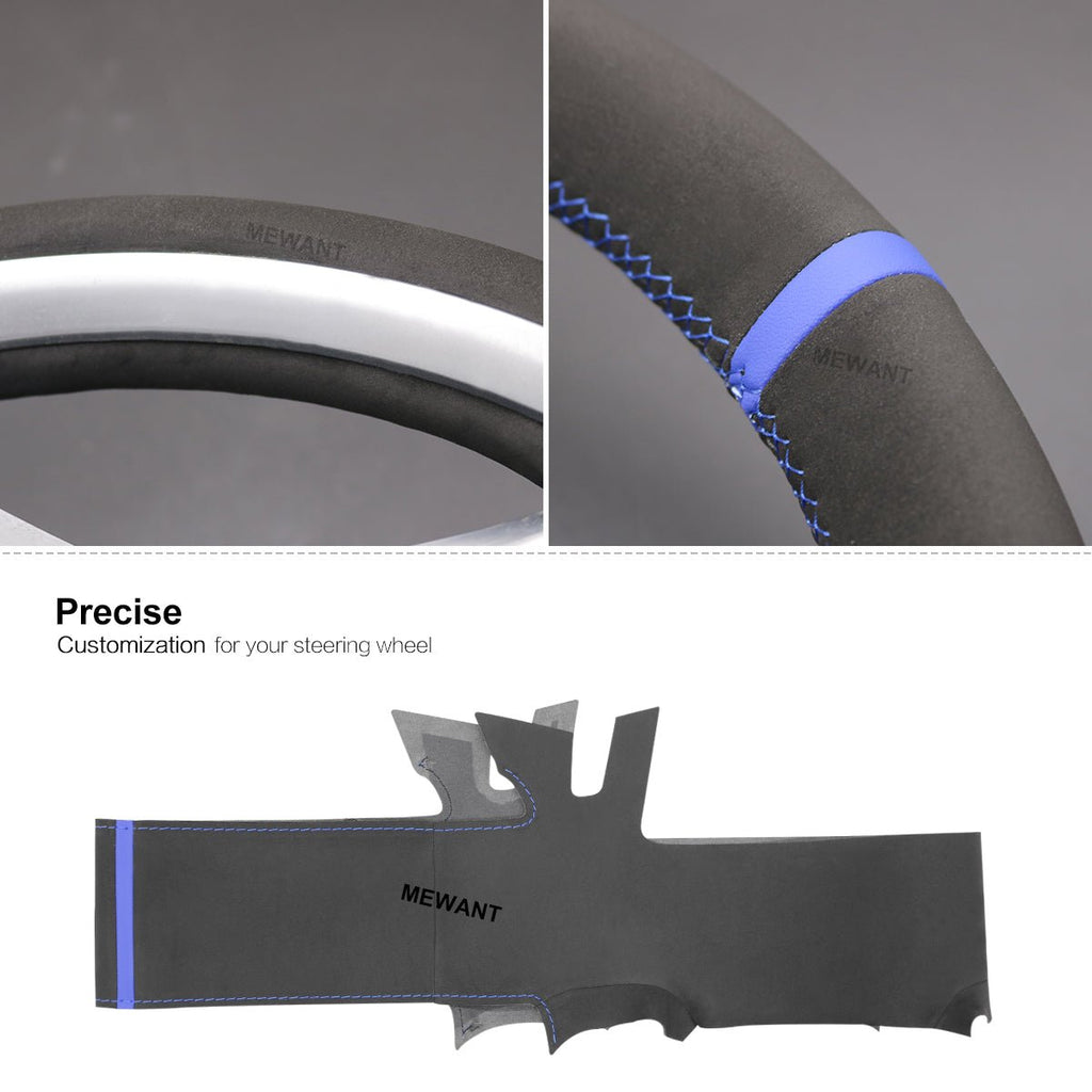 MEWANT Black Leather Suede Car Steering Wheel Cover for Opel Antara Saturn Vue Chevrolet Captiva Sport Vauxhall Antara - Alcantara, Leather, Carbon Fiber, Easy Install, Non - Slip, Best Steering Wheel Cover