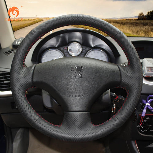 MEWANT Black Leather Suede Car Steering Wheel Cover for Peugeot 206 /Peugeot 207/Citroen C2 - Mewant Cover