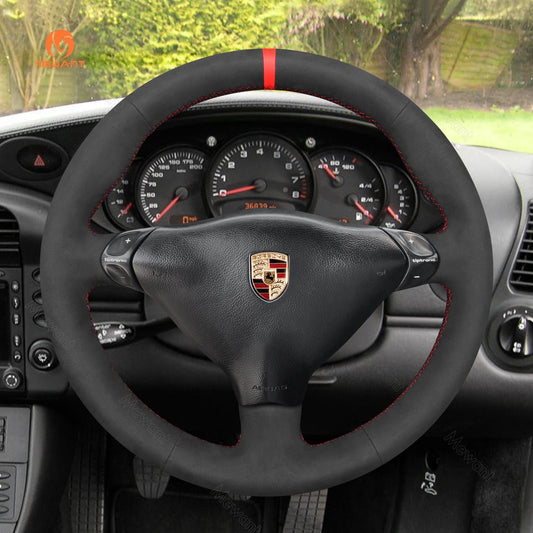 MEWANT Black Leather Suede Car Steering Wheel Cover for Porsche 911 Turbo 996 - Mewant Cover