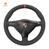 MEWANT Black Leather Suede Car Steering Wheel Cover for Porsche 911 Turbo 996 - Alcantara, Leather, Carbon Fiber, Easy Install, Non - Slip, Best Steering Wheel Cover