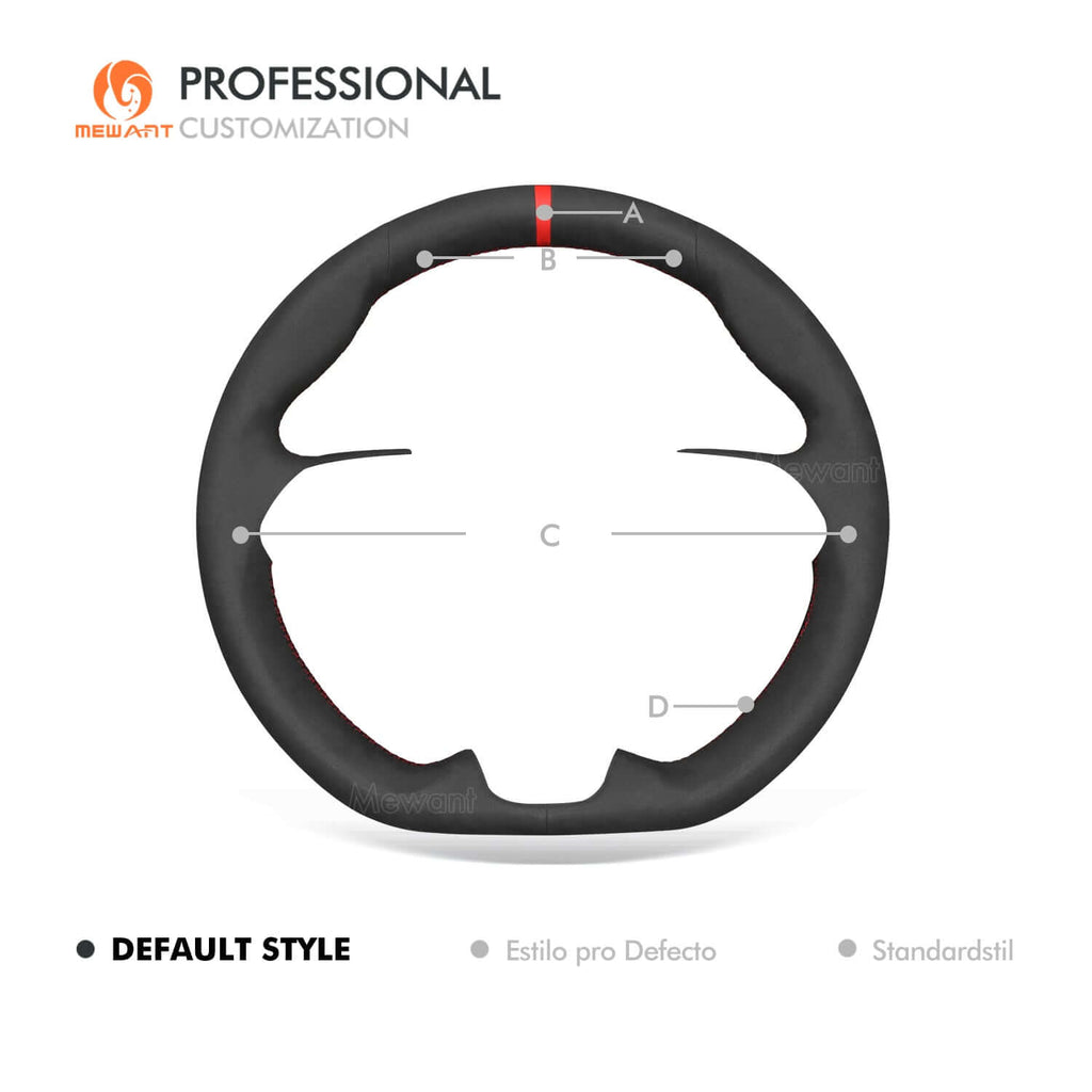 MEWANT Black Leather Suede Car Steering Wheel Cover for Skoda Octavia VRS RS 2021 - 2023 - Alcantara, Leather, Carbon Fiber, Easy Install, Non - Slip, Best Steering Wheel Cover