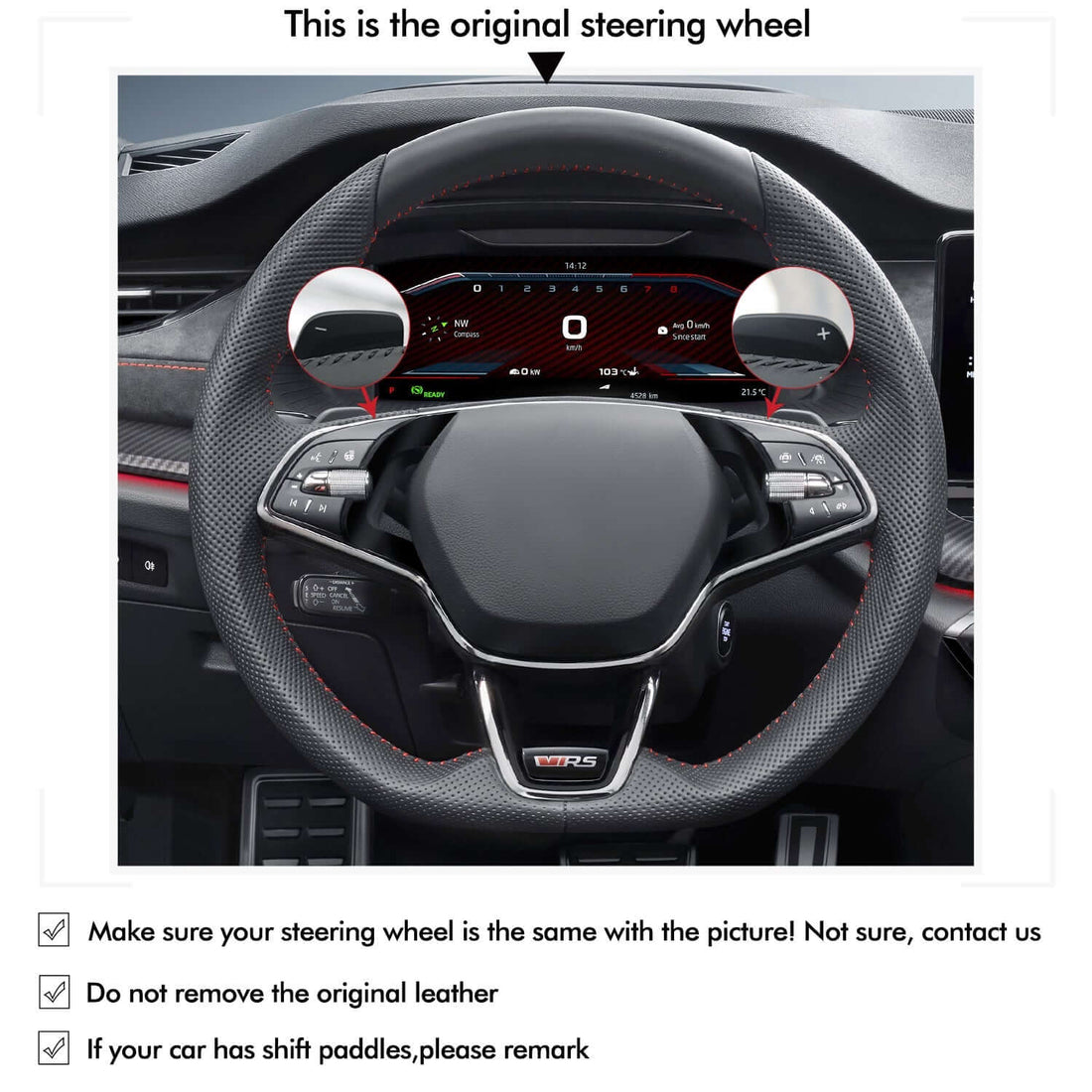 MEWANT Steering Wheel Cover for Skoda Octavia VRS RS /Fabia 2021-2023