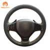 MEWANT Black Leather Suede Car Steering Wheel Cover for Suzuki Baleno /Alivio - Alcantara, Leather, Carbon Fiber, Easy Install, Non - Slip, Best Steering Wheel Cover