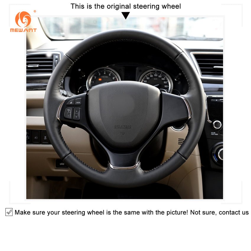 MEWANT Black Leather Suede Car Steering Wheel Cover for Suzuki Baleno /Alivio - Mewant Cover