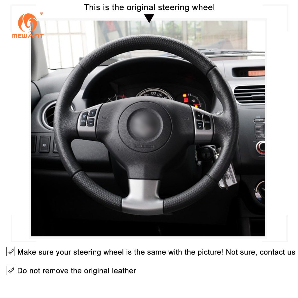 MEWANT Black Leather Suede Car Steering Wheel Cover for Suzuki Swift Sport / Splash - Mewant Cover