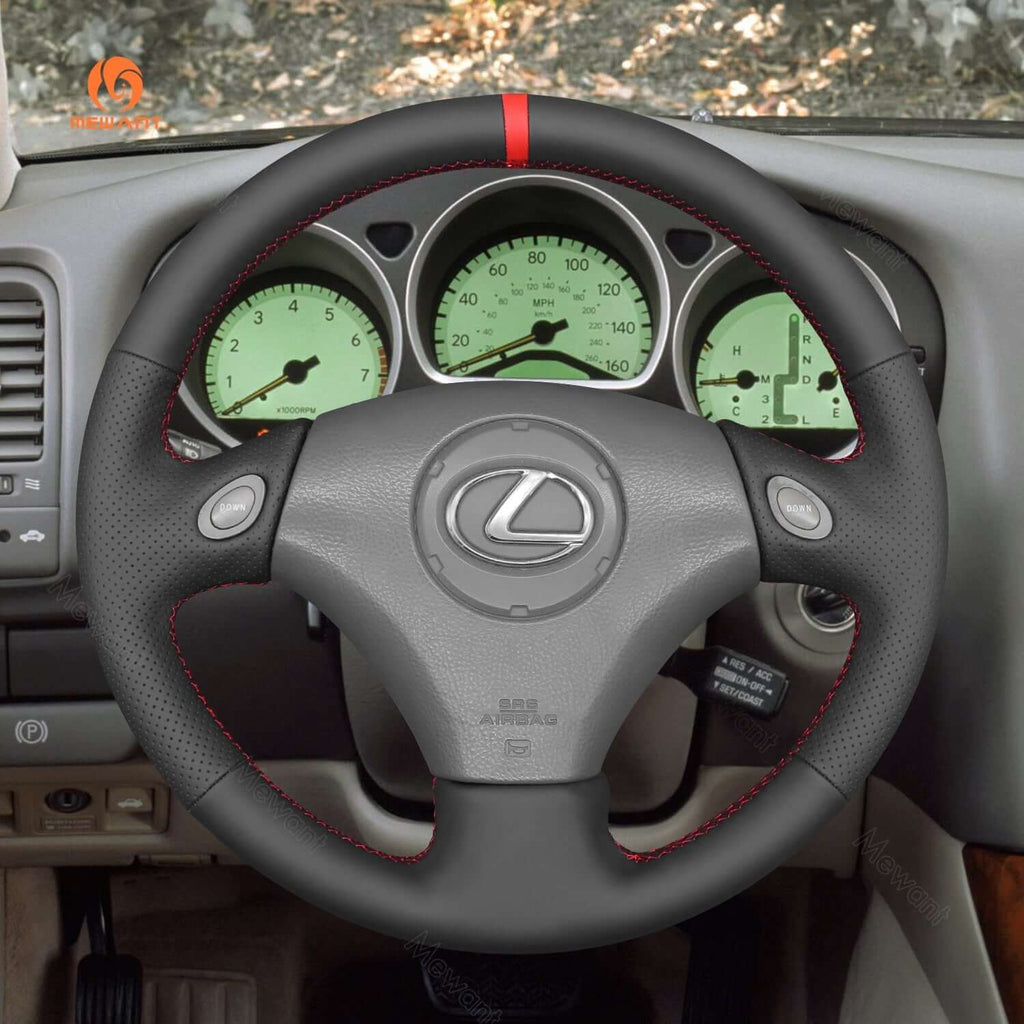 MEWANT Black Leather Suede Car Steering Wheel Cover for Toyota Aristo 1998 - 2005 - Alcantara, Leather, Carbon Fiber, Easy Install, Non - Slip, Best Steering Wheel Cover