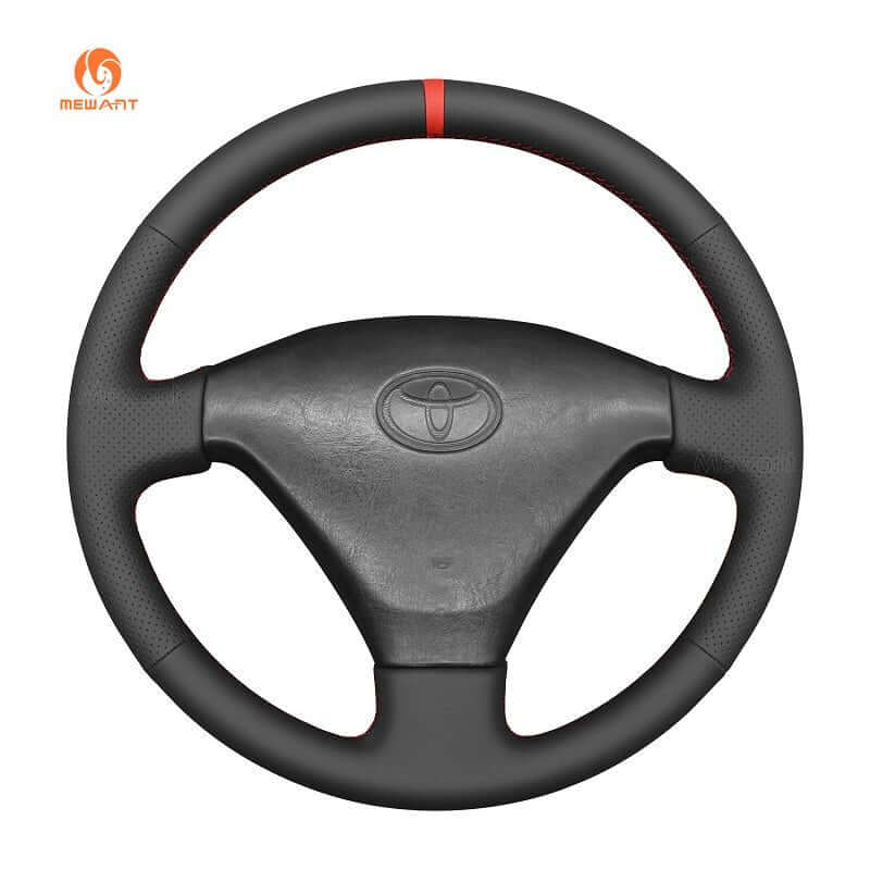 MEWANT Black Leather Suede Car Steering Wheel Cover for Toyota Land Cruiser Prado 1996 - 2002 - Alcantara, Leather, Carbon Fiber, Easy Install, Non - Slip, Best Steering Wheel Cover