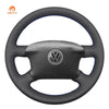 MEWANT Black Leather Suede Car Steering Wheel Cover for Volkswagen Golf 4 (IV) / Passat B5/ Passat Variant/ Sharan/ Bora/T4 /T5 / Jetta/EuroVan - Mewant Cover