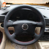 MEWANT Black Leather Suede Car Steering Wheel Cover for Volkswagen Golf 4 (IV) / Passat B5/ Passat Variant/ Sharan/ Bora/T4 /T5 / Jetta/EuroVan - Mewant Cover