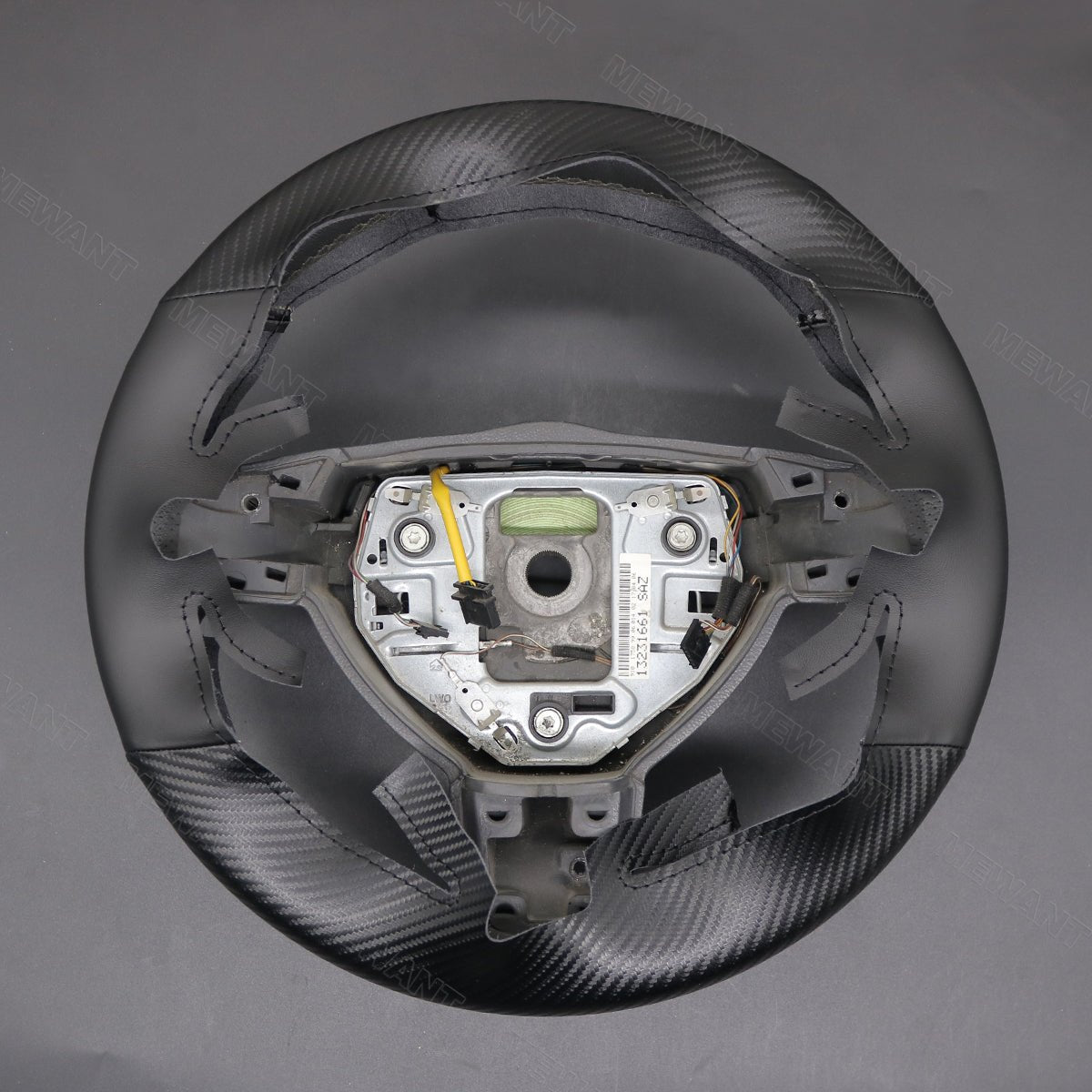 MEWANT Black Leather Suede Carbon Fiber Car Steering Wheel Cover for Opel Vauxhall Astra Signum Vectra for Holden Astra - Alcantara, Leather, Carbon Fiber, Easy Install, Non - Slip, Best Steering Wheel Cover