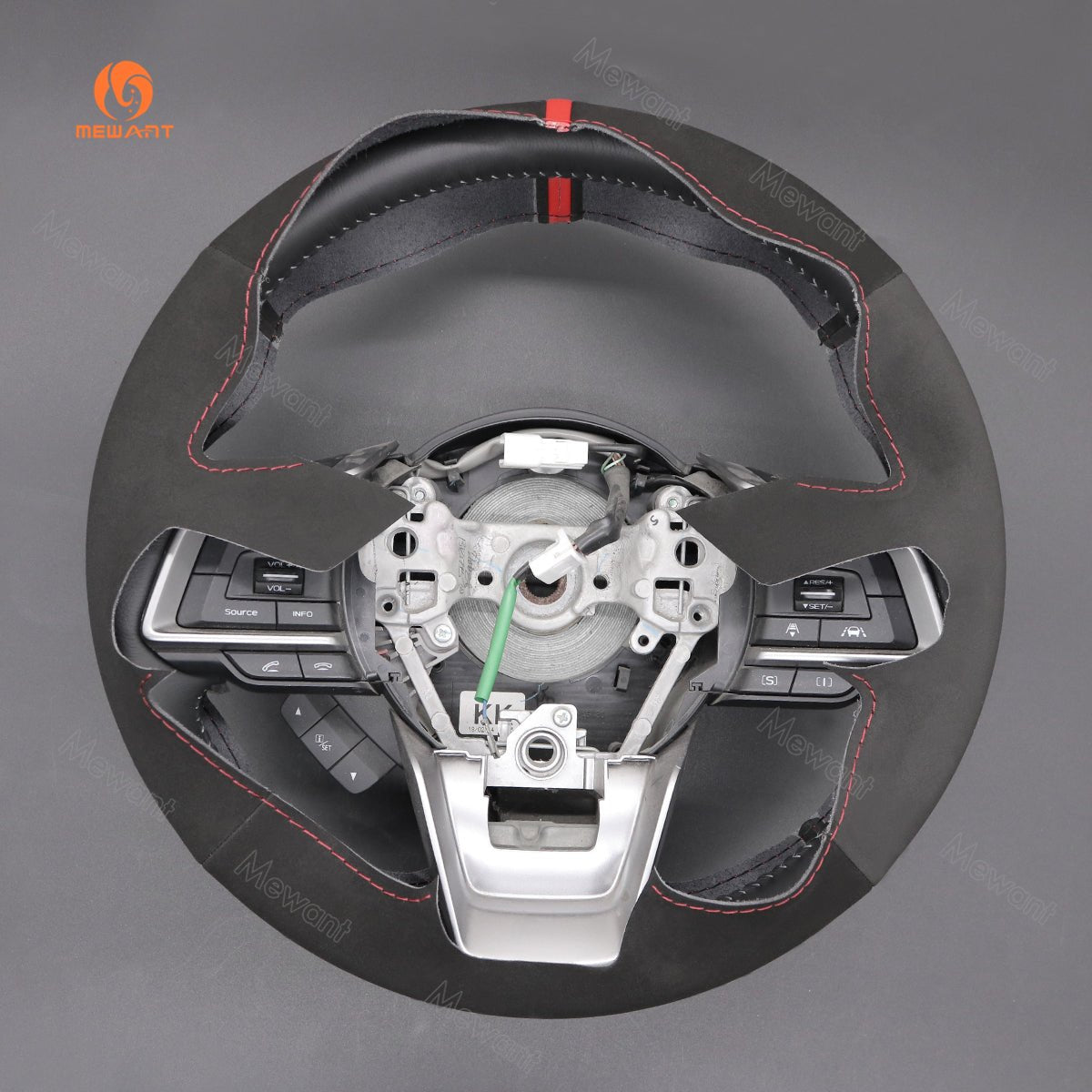 MEWANT Black Leather Suede Carbon Fiber Car Steering Wheel Cover for Subaru Forester Ascent Crosstrek Impreza Legacy Outback 2018 - 2020 - Alcantara, Leather, Carbon Fiber, Easy Install, Non - Slip, Best Steering Wheel Cover