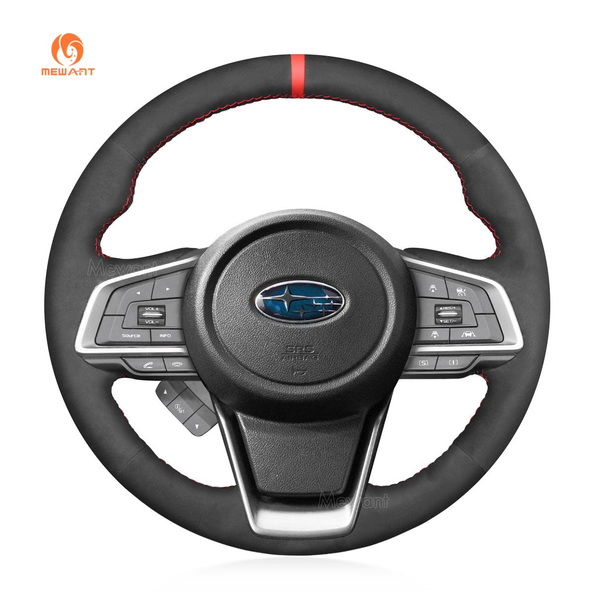 MEWANT Black Leather Suede Carbon Fiber Car Steering Wheel Cover for Subaru Forester Ascent Crosstrek Impreza Legacy Outback 2018 - 2020 - Mewant Cover