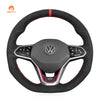 MEWANT Black Leather Suede Carbon Fiber Car Steering Wheel Cover for Volkswagen VW Golf 8 (R - Line) Arteon Tiguan (R - Line) Touareg (R - Line) - Mewant Cover