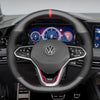 MEWANT Black Leather Suede Carbon Fiber Car Steering Wheel Cover for Volkswagen VW Golf 8 (R - Line) Arteon Tiguan (R - Line) Touareg (R - Line) - Mewant Cover