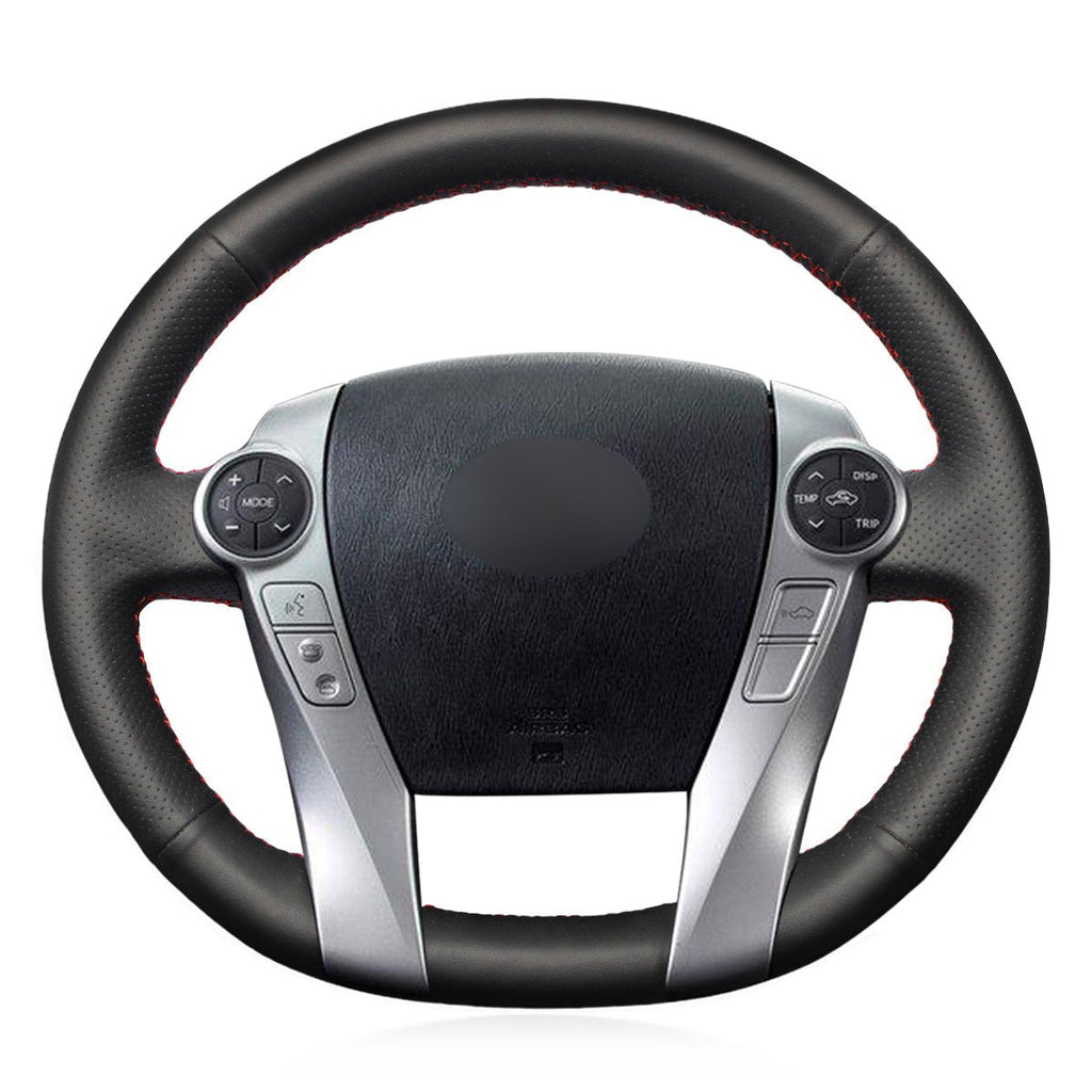 MEWANT Black Leather with Carbon Fiber Car Steering for Toyota Prius 2009 - 2015 / Prius C 2012 - 2019 / Prius V 2012 - 2021 - Alcantara, Leather, Carbon Fiber, Easy Install, Non - Slip, Best Steering Wheel Cover