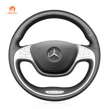 Load image into Gallery viewer, MEWANT Black Matter Carbon Fiber Black Leather Car Steering Wheel Cover for Mercedes Benz S - Class W222 2013 - 2017 - Mewant Cover
