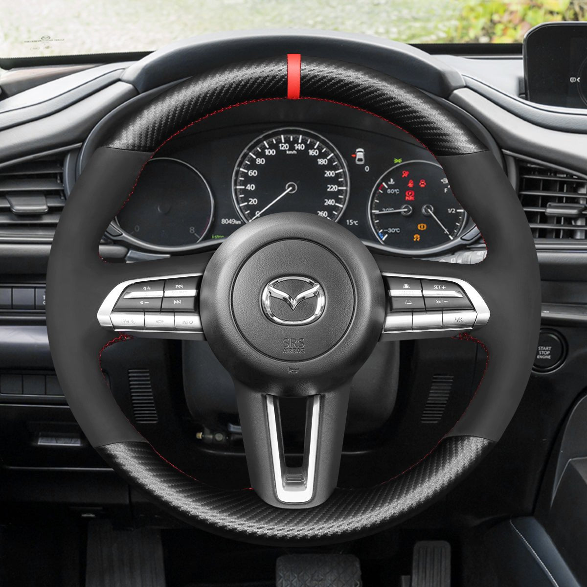 MEWANT Black PU Leather Real Genuine Leather Car Steering Wheel Cover for Mazda CX - 30 CX30 2019 - 2020 Mazda 3 Axela 2019 - 2020 - Mewant Cover