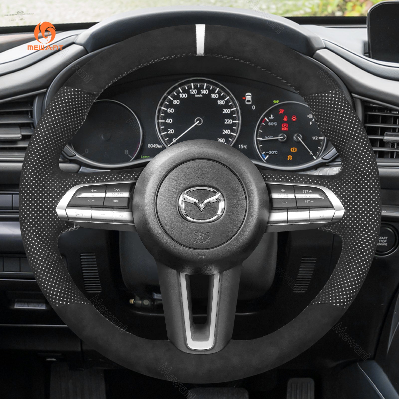 MEWANT Black PU Leather Real Genuine Leather Car Steering Wheel Cover for Mazda CX - 30 CX30 2019 - 2020 Mazda 3 Axela 2019 - 2020 - Mewant Cover