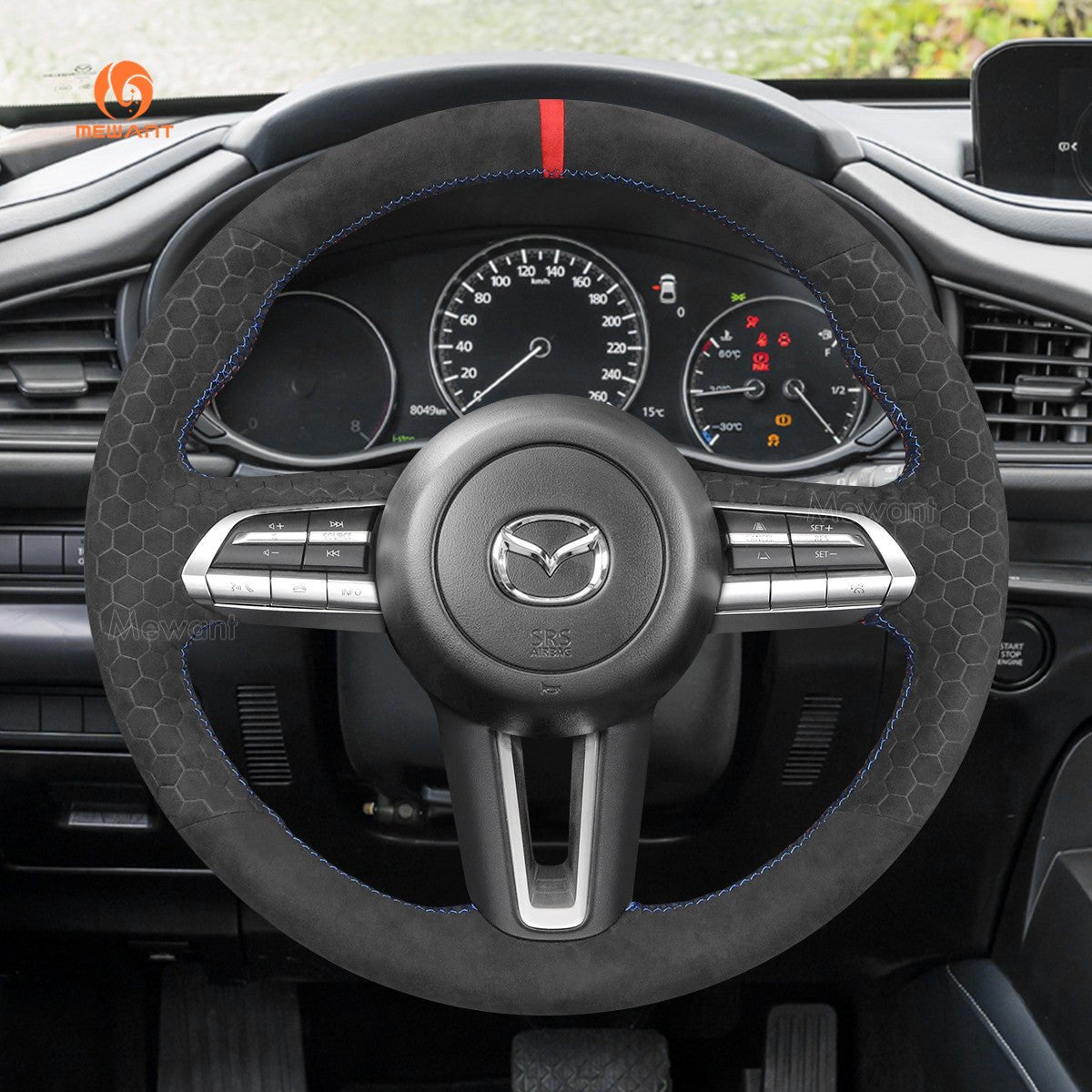 MEWANT Black PU Leather Real Genuine Leather Car Steering Wheel Cover for Mazda CX - 30 CX30 2019 - 2020 Mazda 3 Axela 2019 - 2020 - Mewant Cover