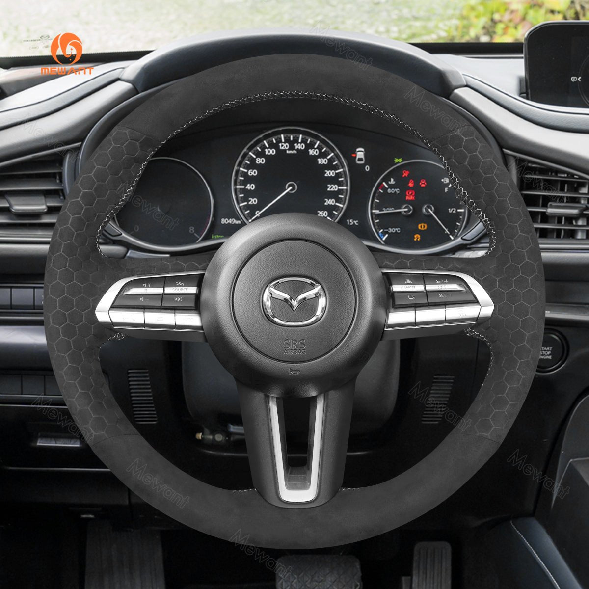 MEWANT Black PU Leather Real Genuine Leather Car Steering Wheel Cover for Mazda CX - 30 CX30 2019 - 2020 Mazda 3 Axela 2019 - 2020 - Mewant Cover