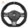 MEWANT Black PU Leather Suede Carbon Fiber Car Steering Wheel Cover for Volkswagen VW Golf 6 Polo GTI Scirocco Tiguan (R - Line) - Mewant Cover